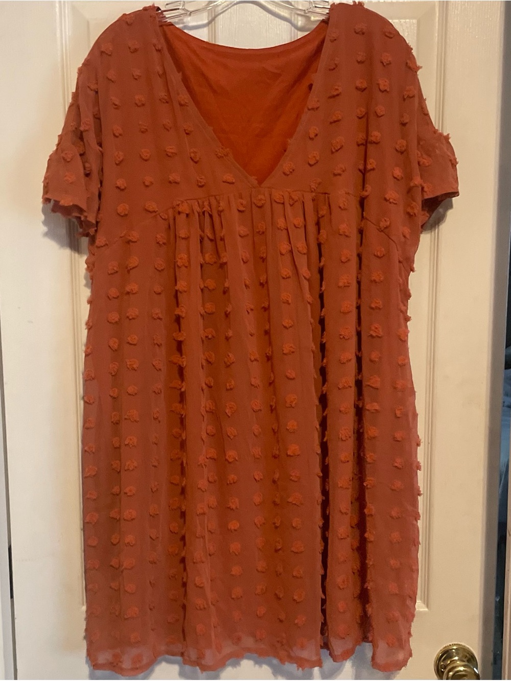 Swiss Dot Rust Red Oange Dress Fall Women size 3x